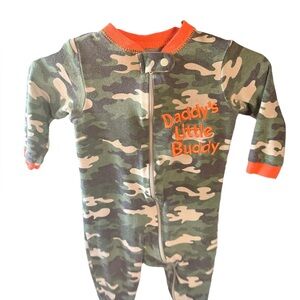 Kids Camouflage Footie with Orange Trim Daddys little Buddy PJs